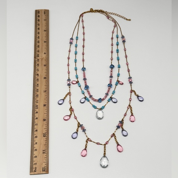 Joan Rivers Signed 3-Strand Beaded Statement Necklace – Pastel Drops | 26” - Picture 11 of 16